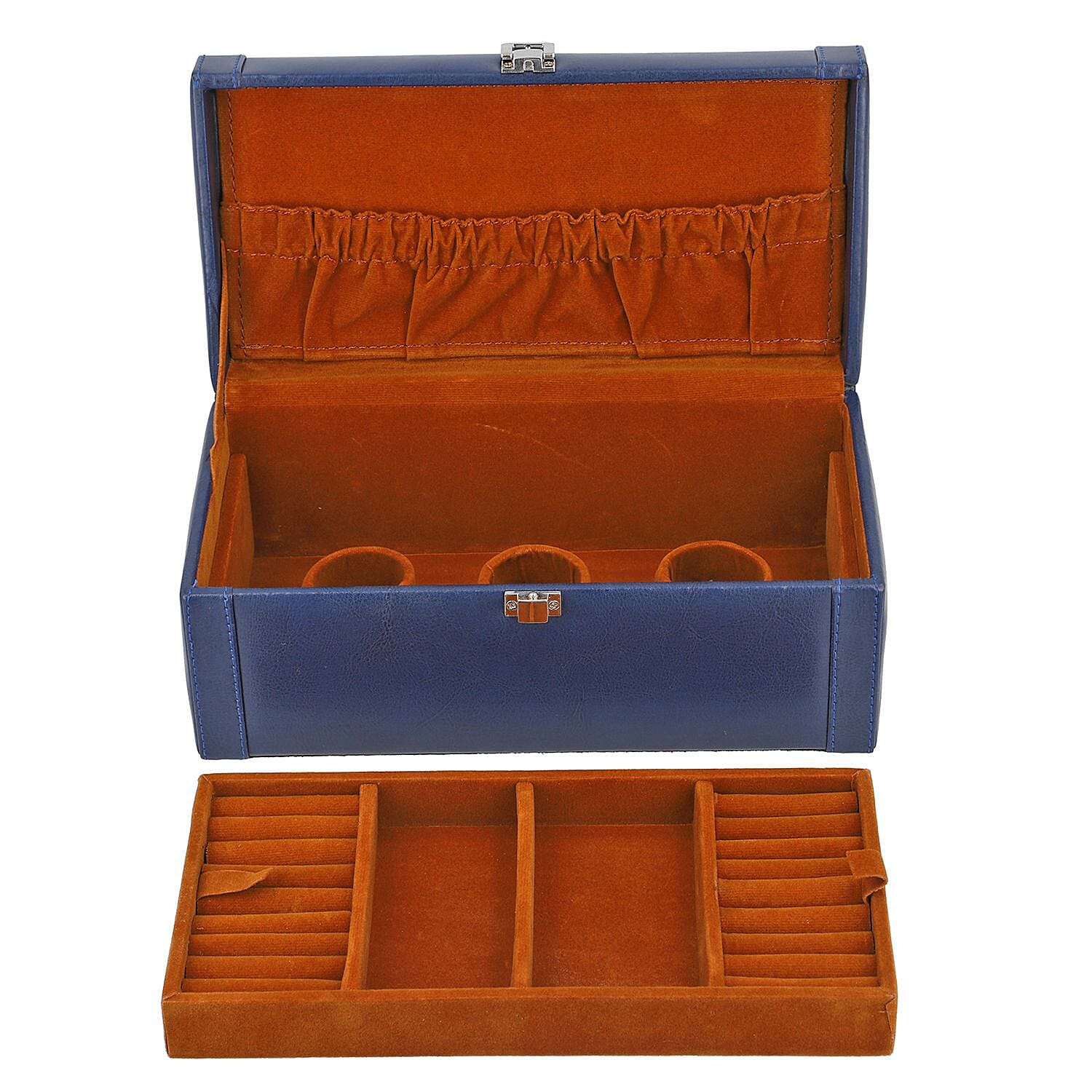 Jewellery Box with Multiple Storage Options - Navy Blue