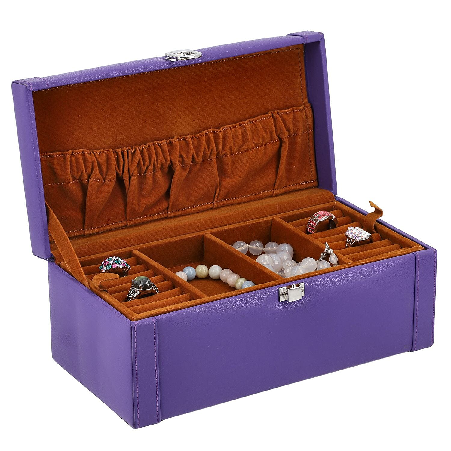 Jewellery Box with Multiple Storage Options - Purple