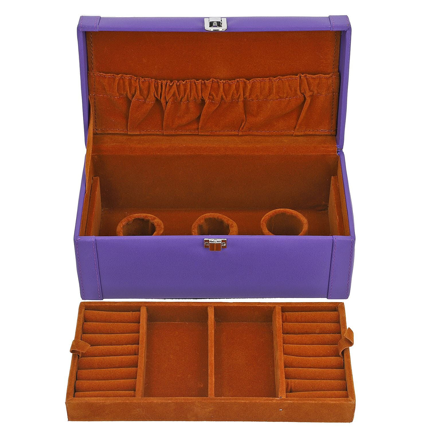 Jewellery Box with Multiple Storage Options - Purple