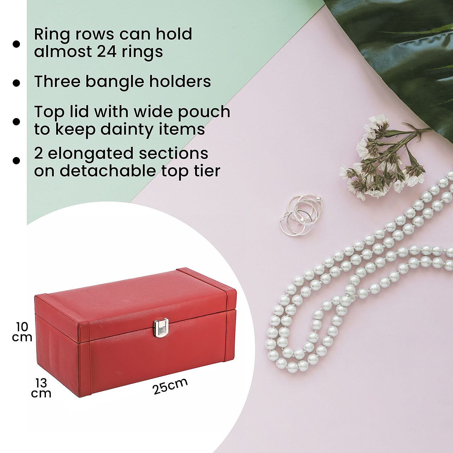 2 Tier Jewellery Box for Multiple Storage Options - Maroon