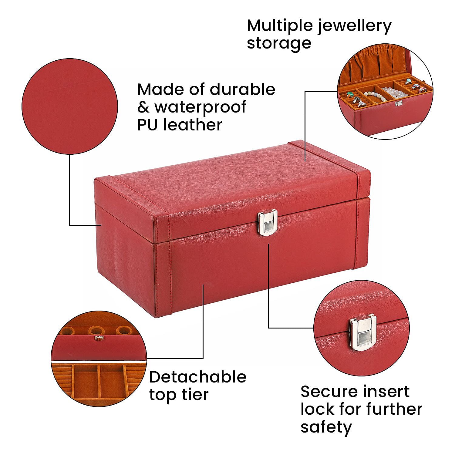 2 Tier Jewellery Box for Multiple Storage Options - Maroon