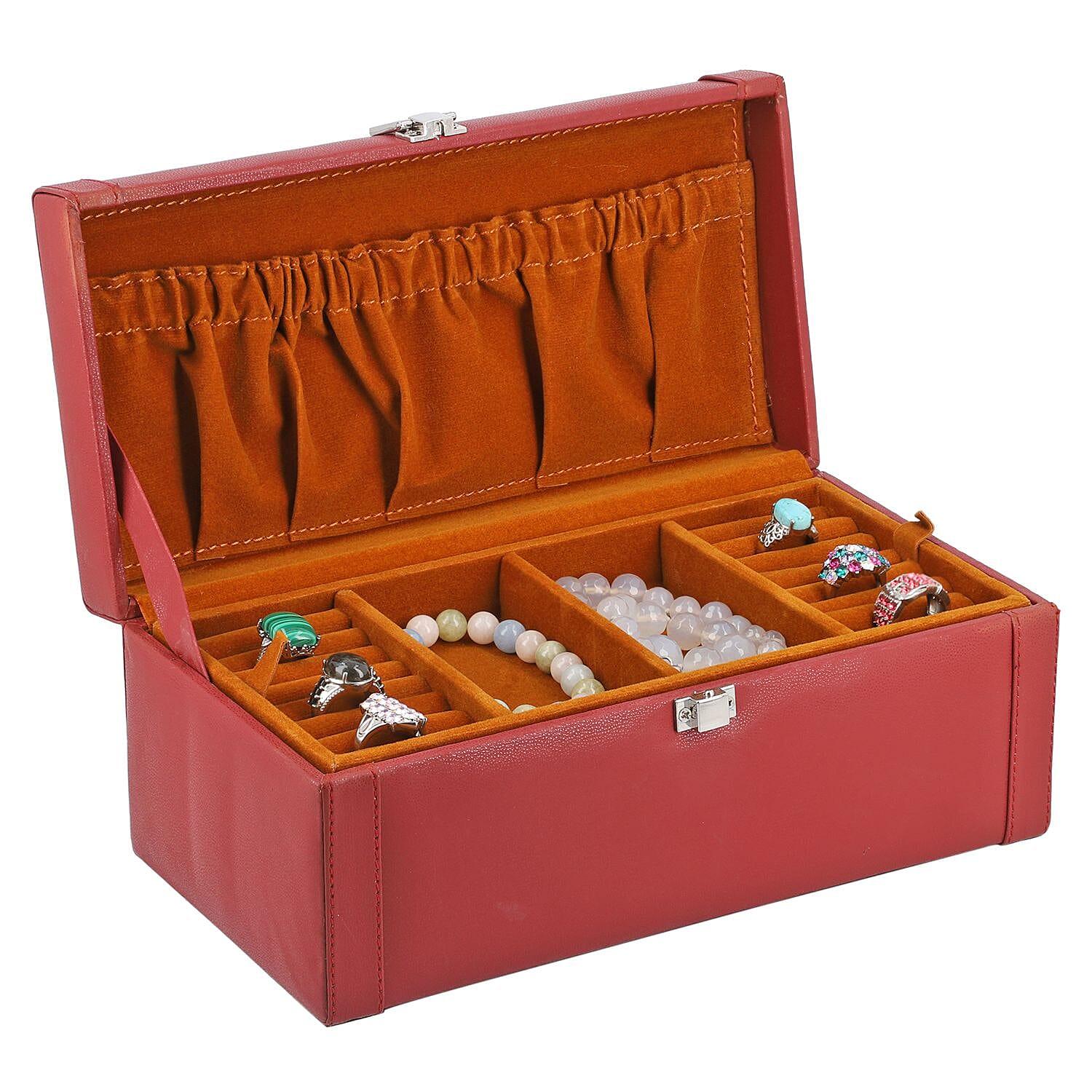 2 Tier Jewellery Box for Multiple Storage Options - Maroon