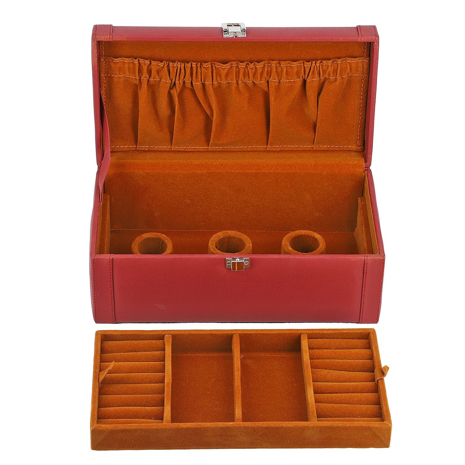 2 Tier Jewellery Box for Multiple Storage Options - Maroon