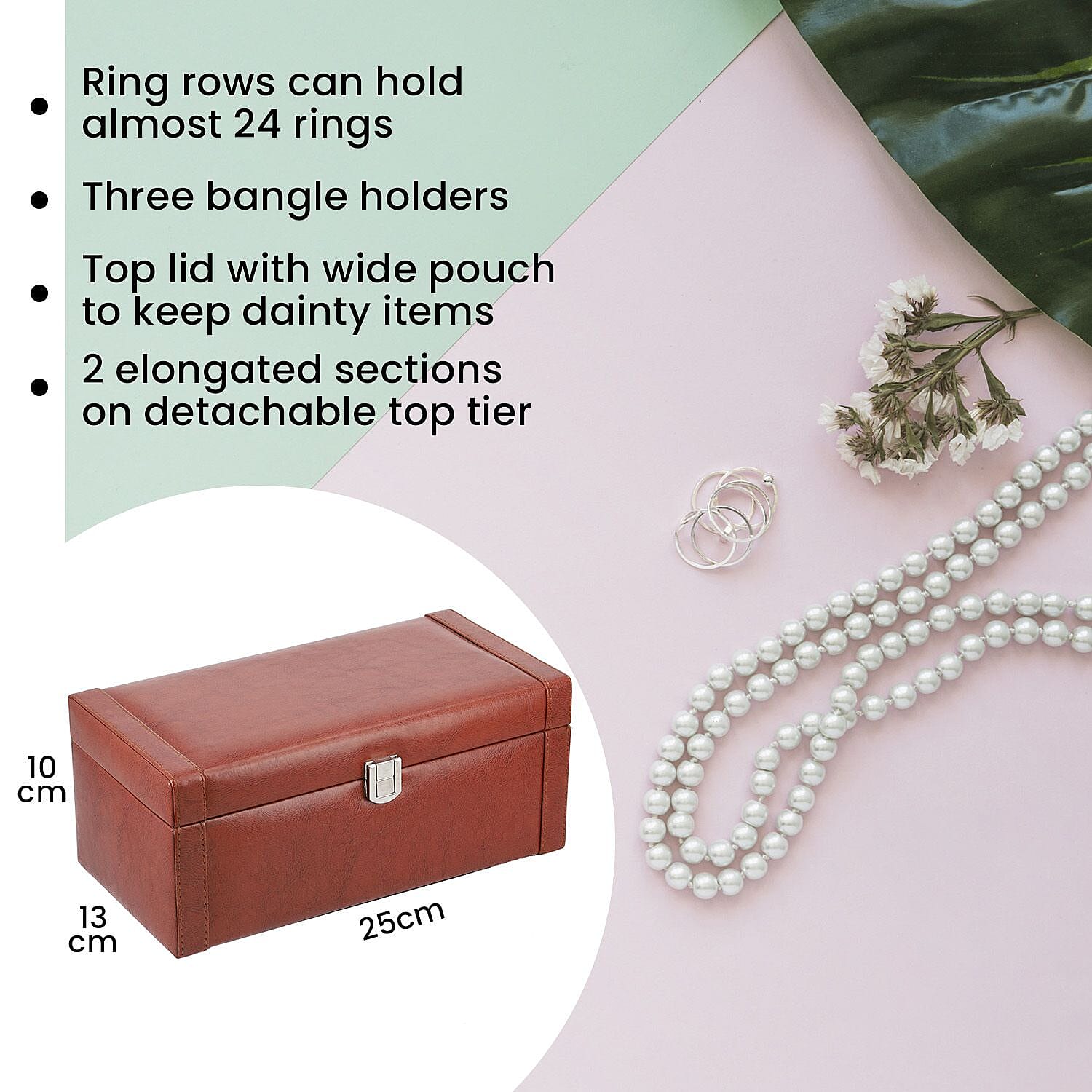 2 Tier Jewellery Box for Multiple Storage Options - Camel