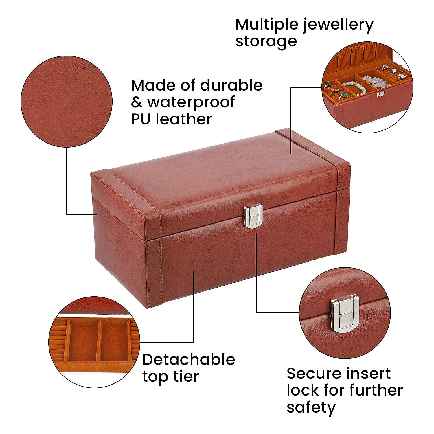 2 Tier Jewellery Box for Multiple Storage Options - Camel
