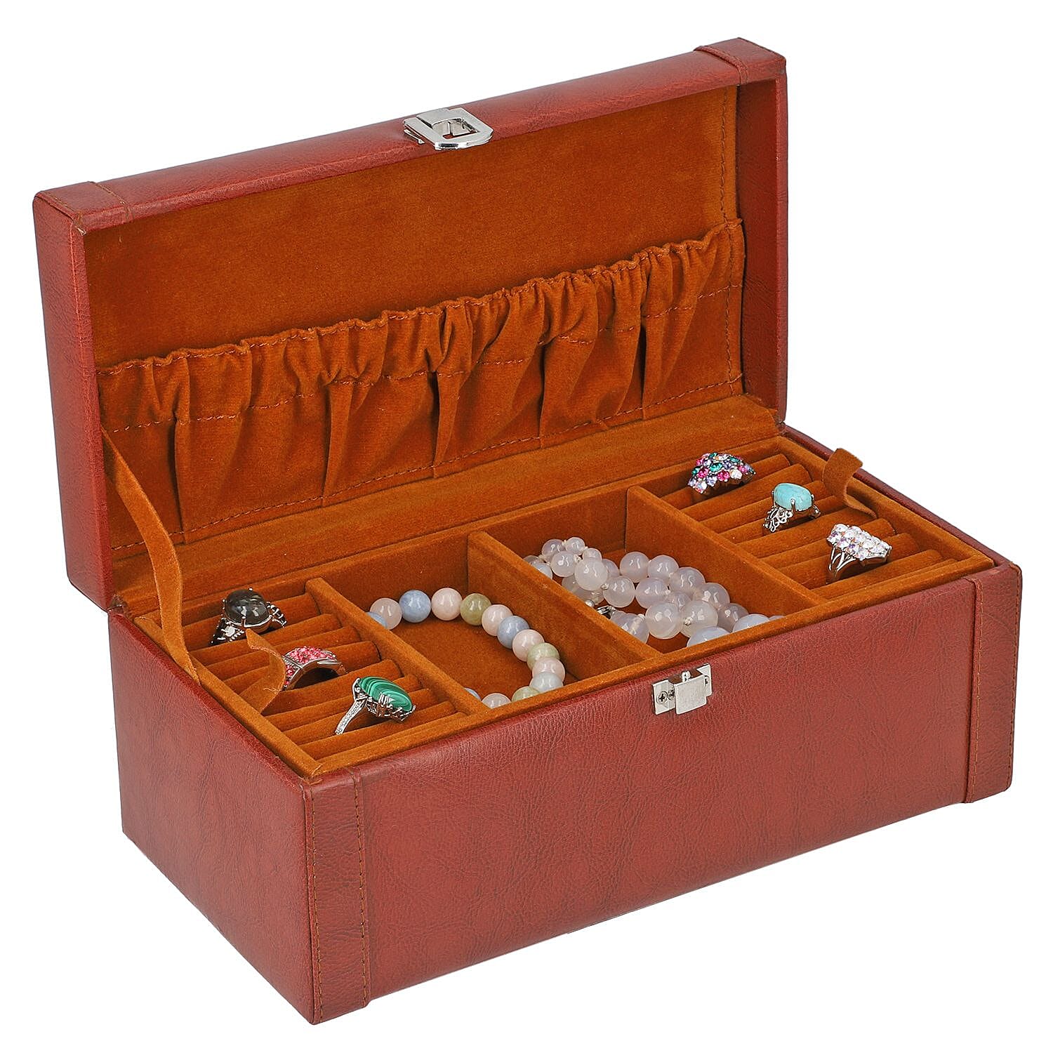 2 Tier Jewellery Box for Multiple Storage Options - Camel