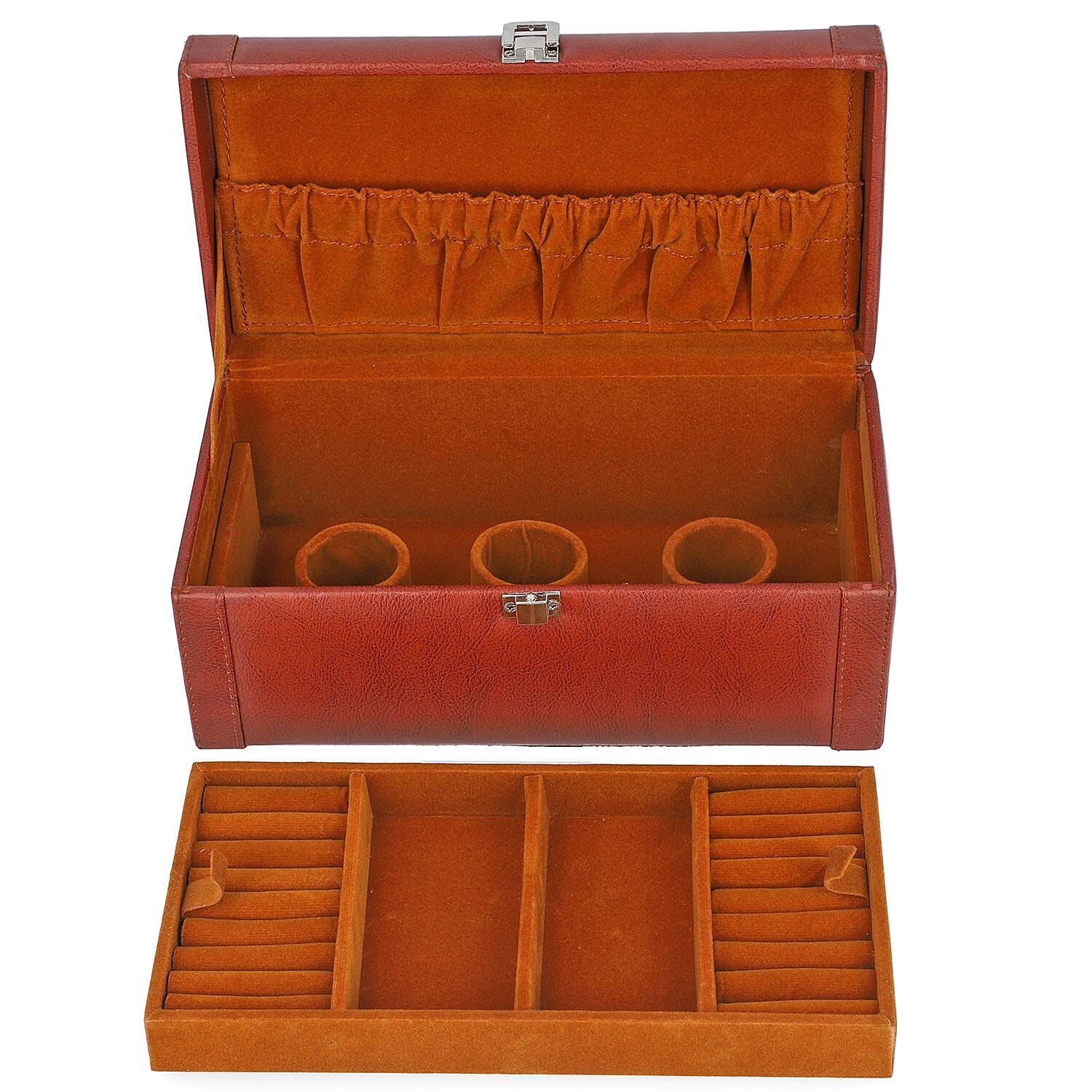 2 Tier Jewellery Box for Multiple Storage Options - Camel