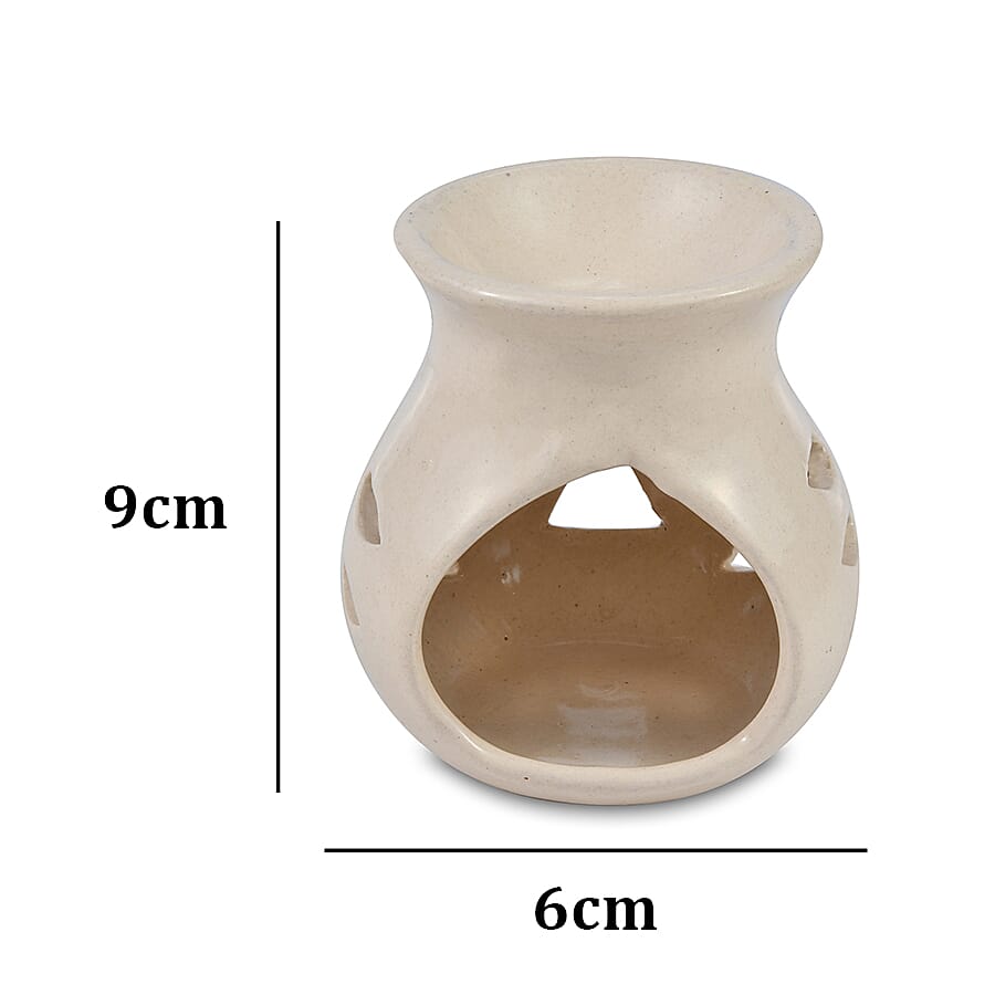 Ceramic Diffuser Pot with 2 Lemongrass Aroma Oil Bottle (10ML each), 2 Tea Light Candle and 1 Fragrance Sachet (12Gm)