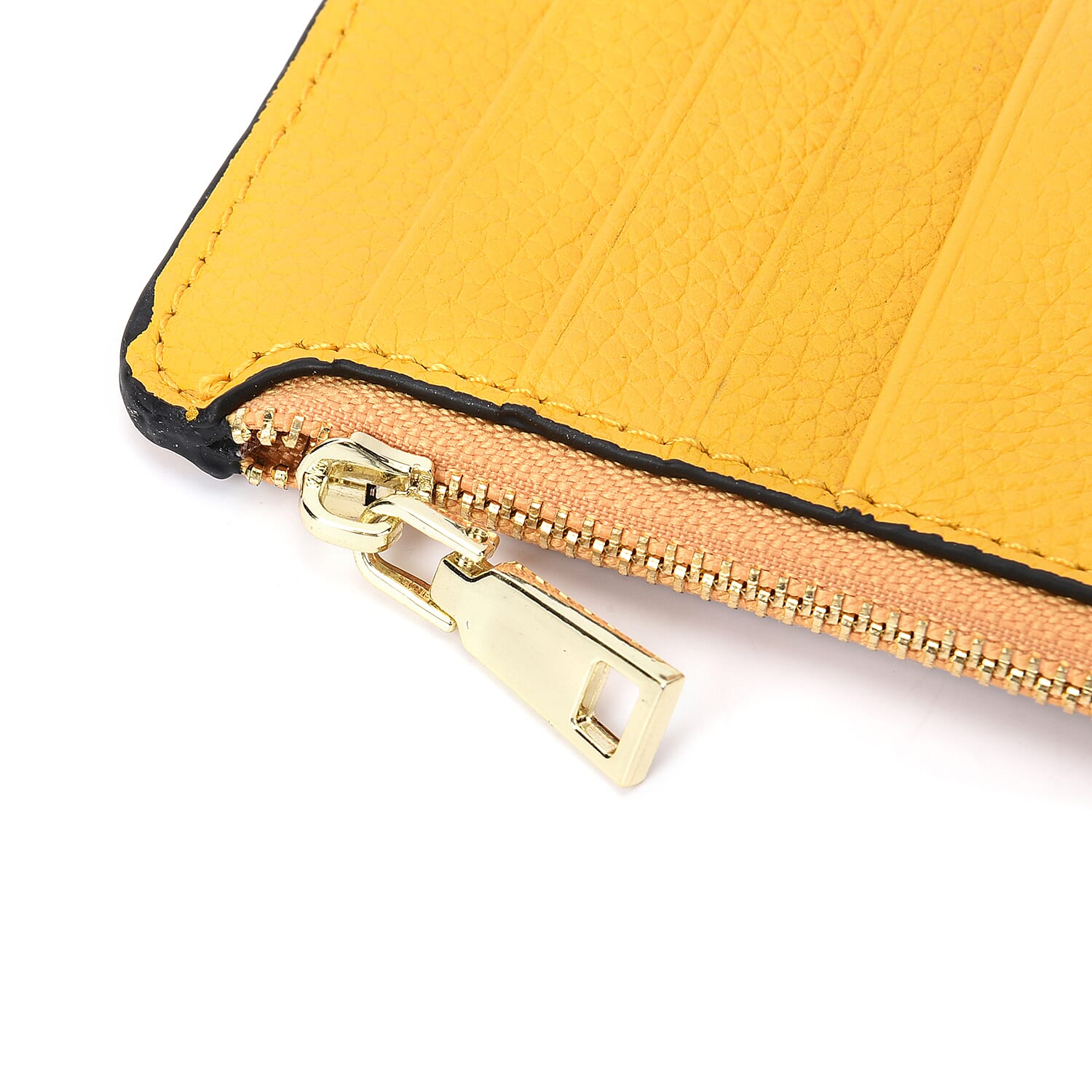 SENCILLEZ 100% Genuine Leather Multi Purpose Purse with Zipper Closure (Size 15x9 Cm) - Yellow