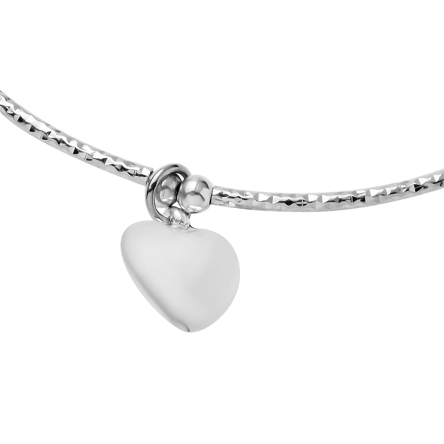 2 in 1 Heart Charm Necklace (Size 22 with 2 inch Extender) and Bracelet (Size 7.5) in Silver Tone