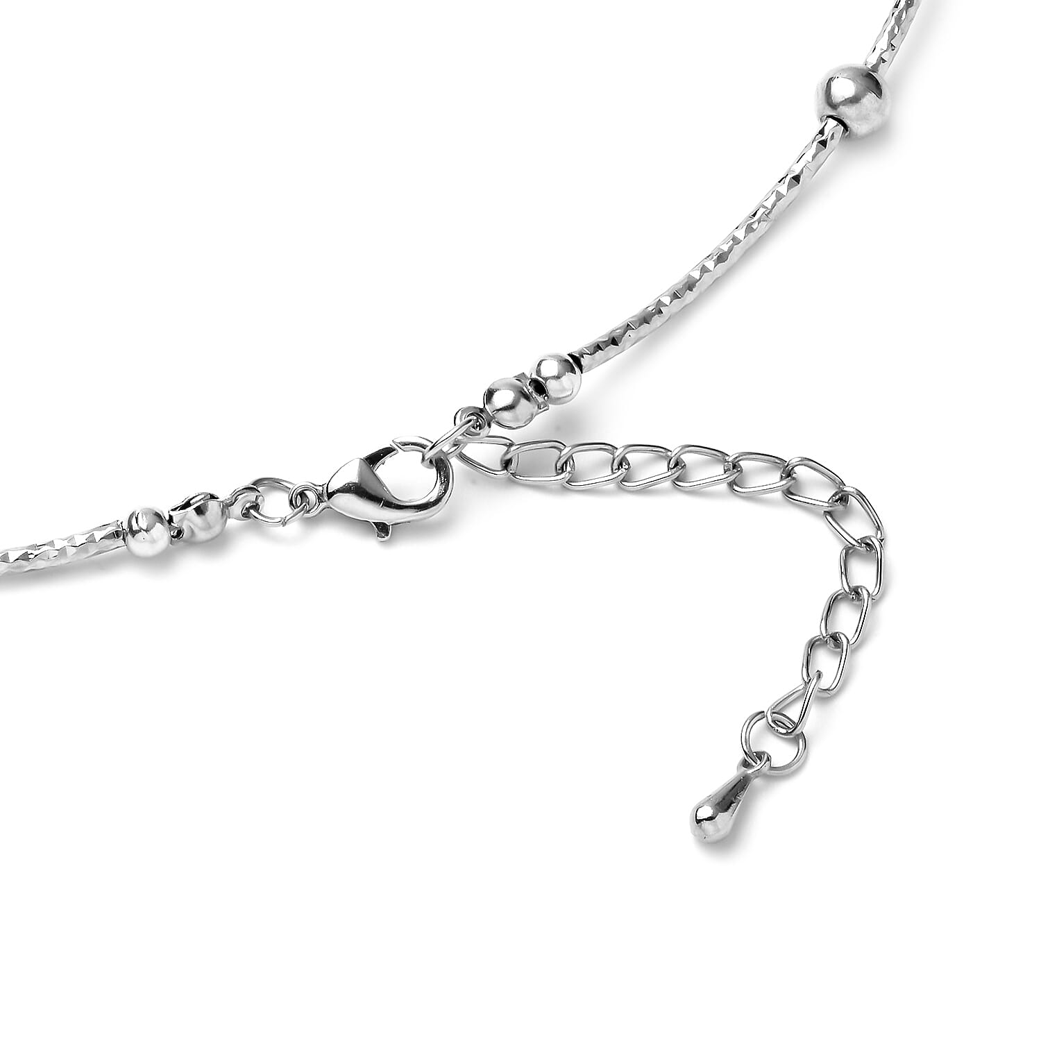 2 in 1 Heart Charm Necklace (Size 22 with 2 inch Extender) and Bracelet (Size 7.5) in Silver Tone
