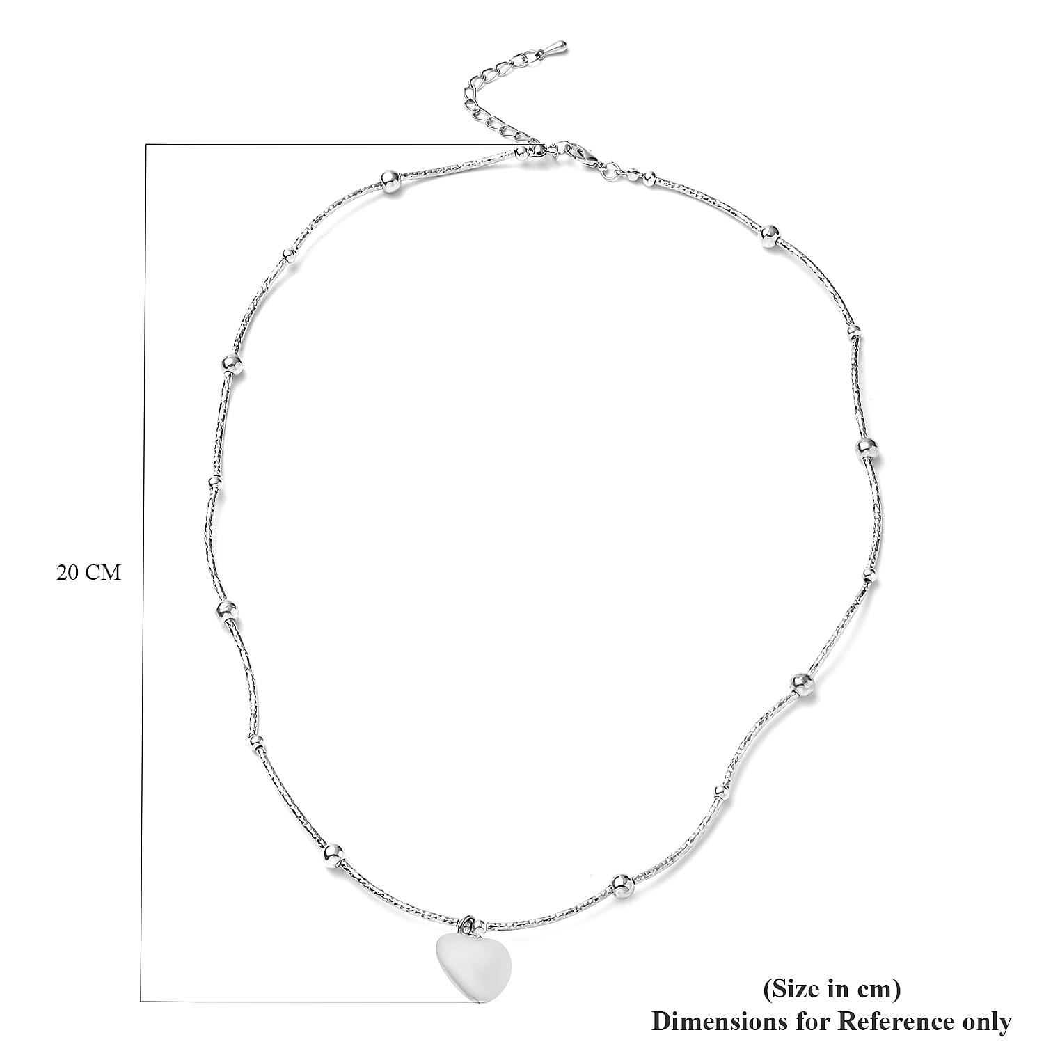 2 in 1 Heart Charm Necklace (Size 22 with 2 inch Extender) and Bracelet (Size 7.5) in Silver Tone