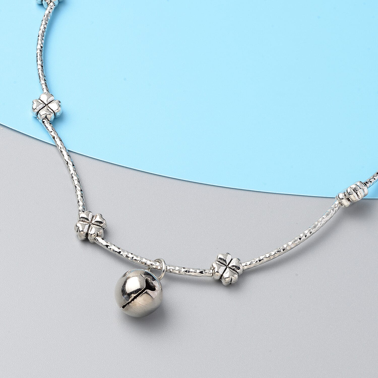 2 in 1 Charm Necklace (Size 23 with 2 inch Extender) and Bracelet (Size 7.5) in Silver Tone