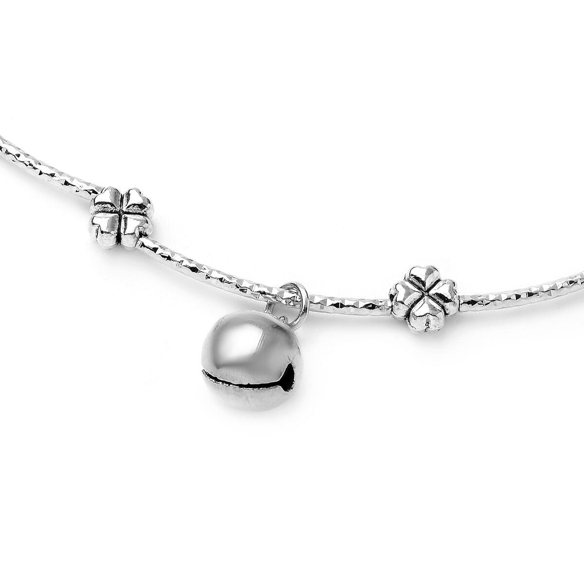 2 in 1 Charm Necklace (Size 23 with 2 inch Extender) and Bracelet (Size 7.5) in Silver Tone