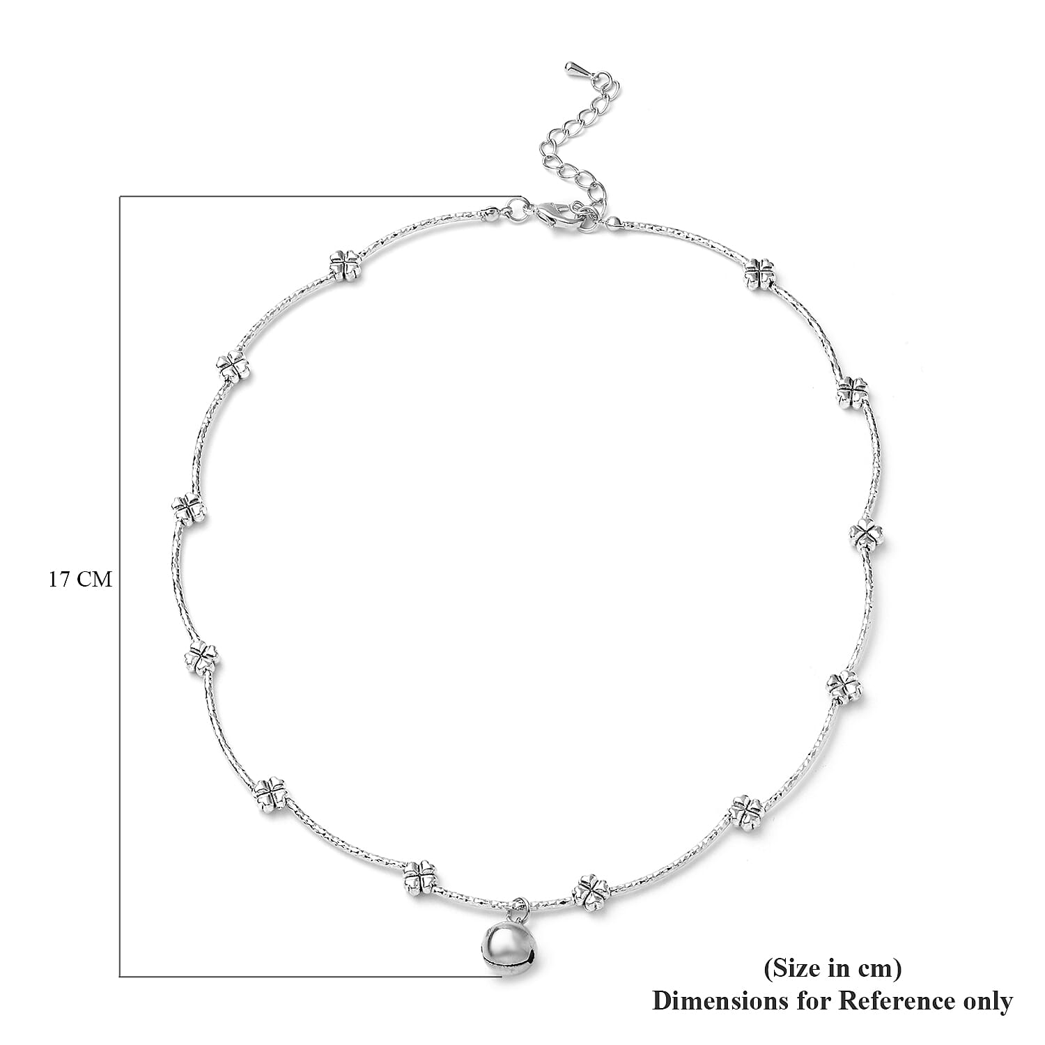 2 in 1 Charm Necklace (Size 23 with 2 inch Extender) and Bracelet (Size 7.5) in Silver Tone