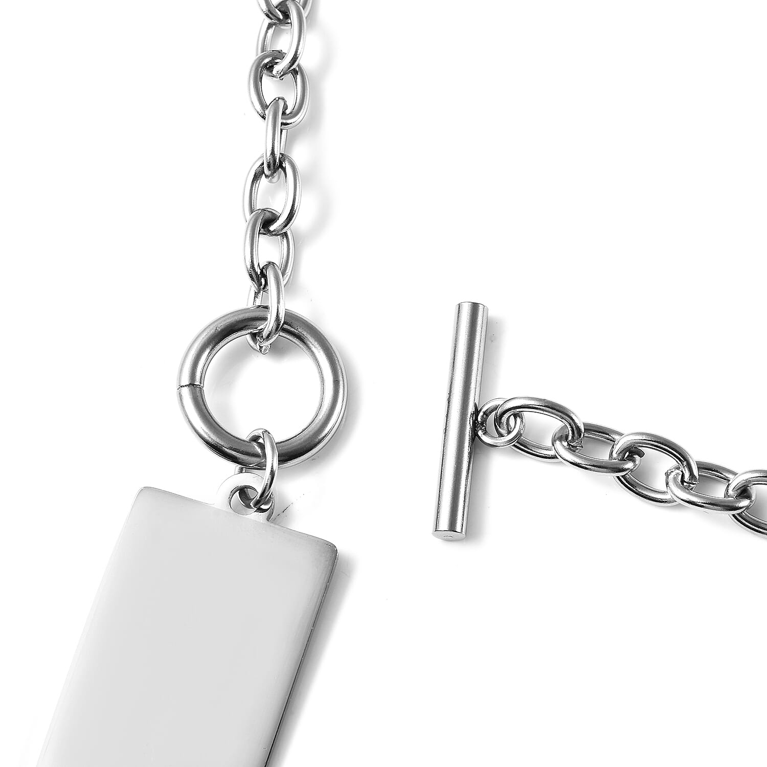 Dog Tag Pendant with Chain (Size - 21) in Silver Tone