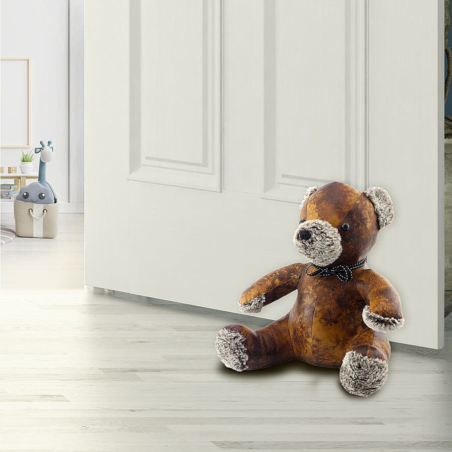 Lesser & Pavey Faux Leather Teddy Doorstop in Brown (30X23 CM)