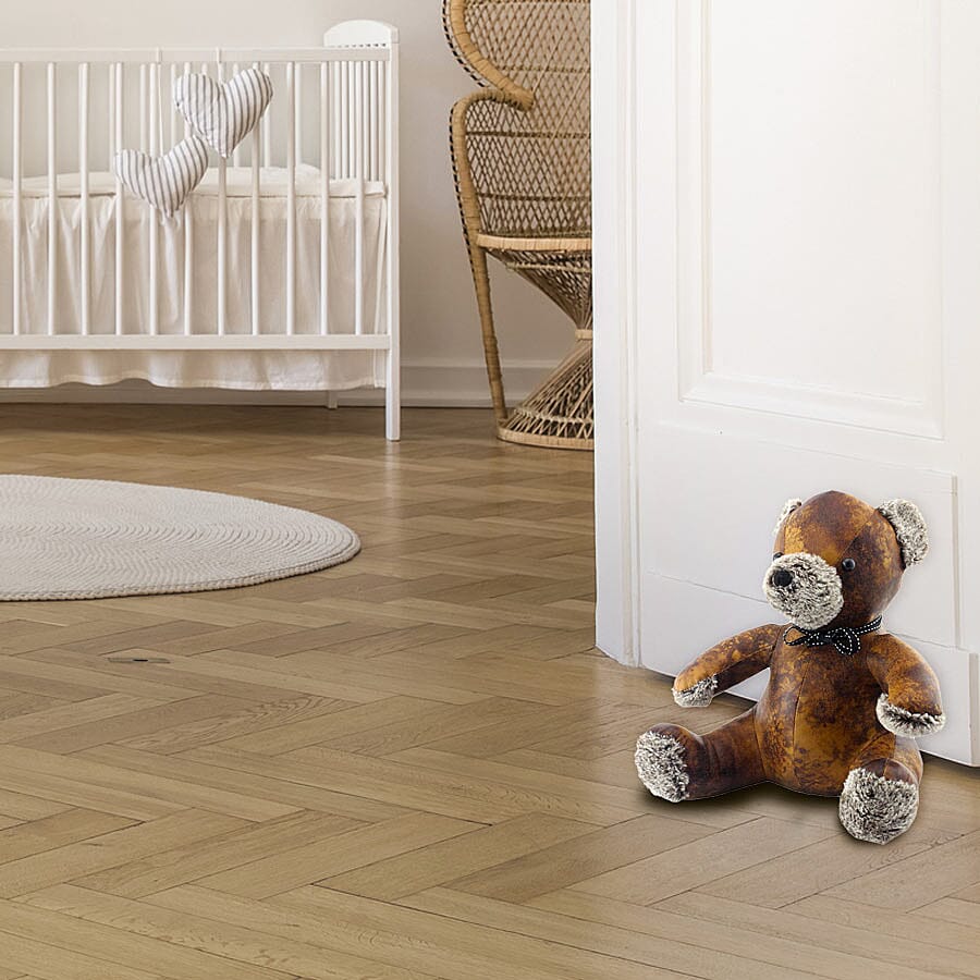 Lesser & Pavey Faux Leather Teddy Doorstop in Brown (30X23 CM)