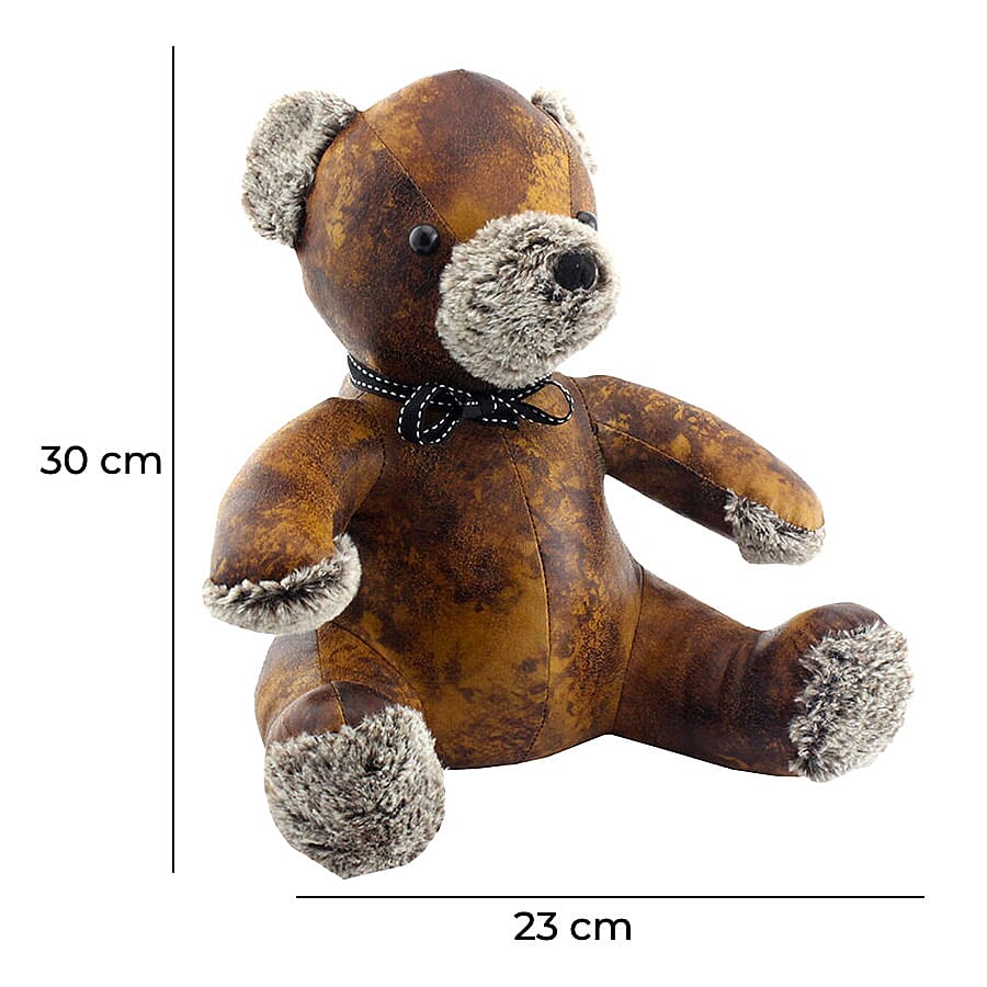 Lesser & Pavey Faux Leather Teddy Doorstop in Brown (30X23 CM)