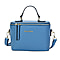SENCILLEZ 100% Genuine Leather Convertible Bag with Detachable Strap and Zipper Closure (Size 22x10x16cm) - Blue