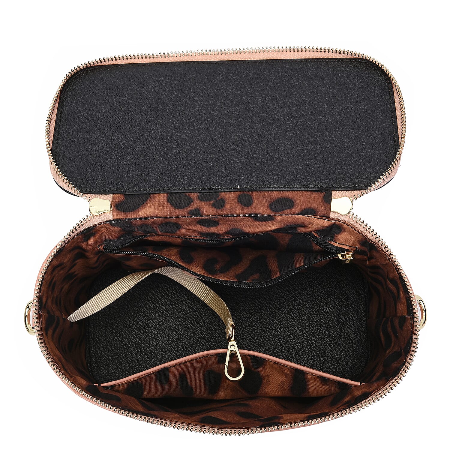 SENCILLEZ 100% Genuine Leather Convertible Bag with Detachable Strap and Zipper Closure (Size 22x10x16cm) - Blue