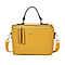 SENCILLEZ 100% Genuine Leather Convertible Bag with Detachable Strap and Zipper Closure (Size 22x10x16cm) - Mustard