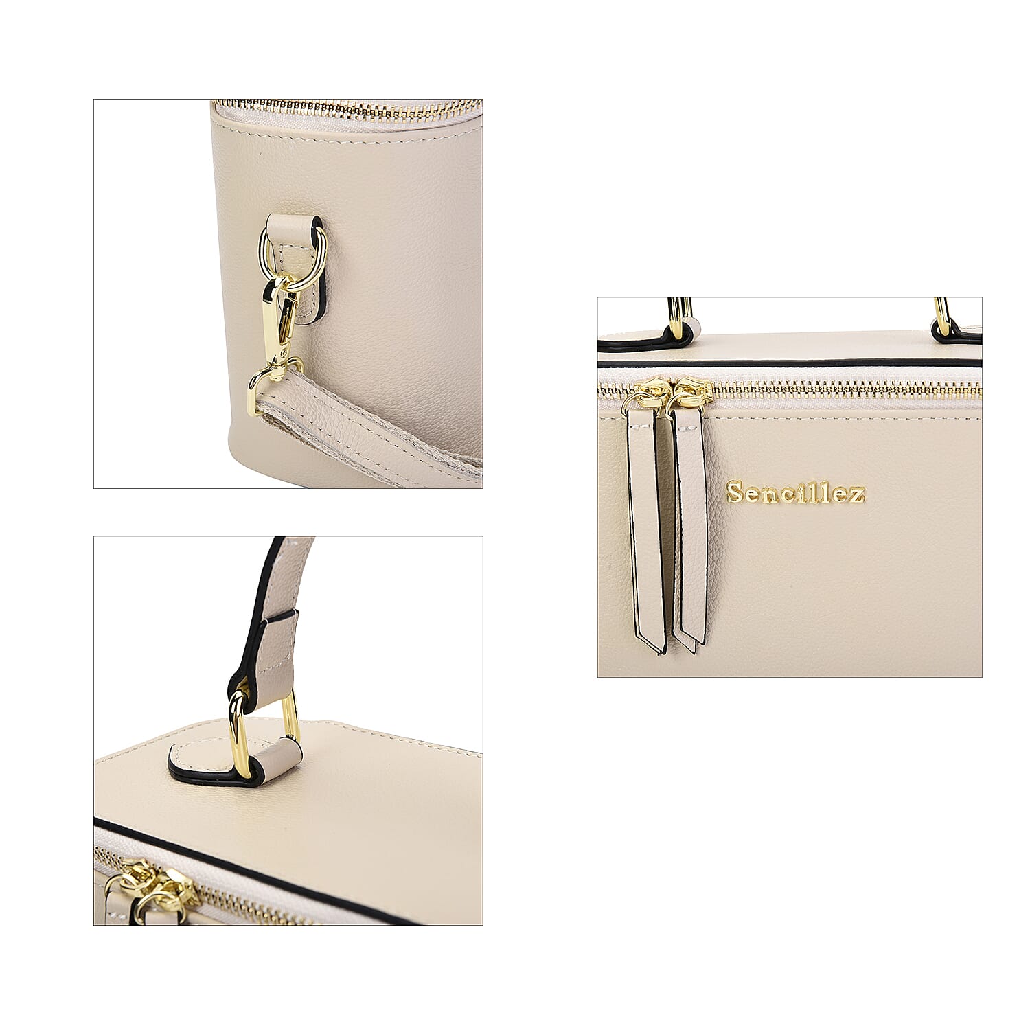 SENCILLEZ 100% Genuine Leather Convertible Bag with Detachable Strap and Zipper Closure (Size 22x10x16cm) - Blue