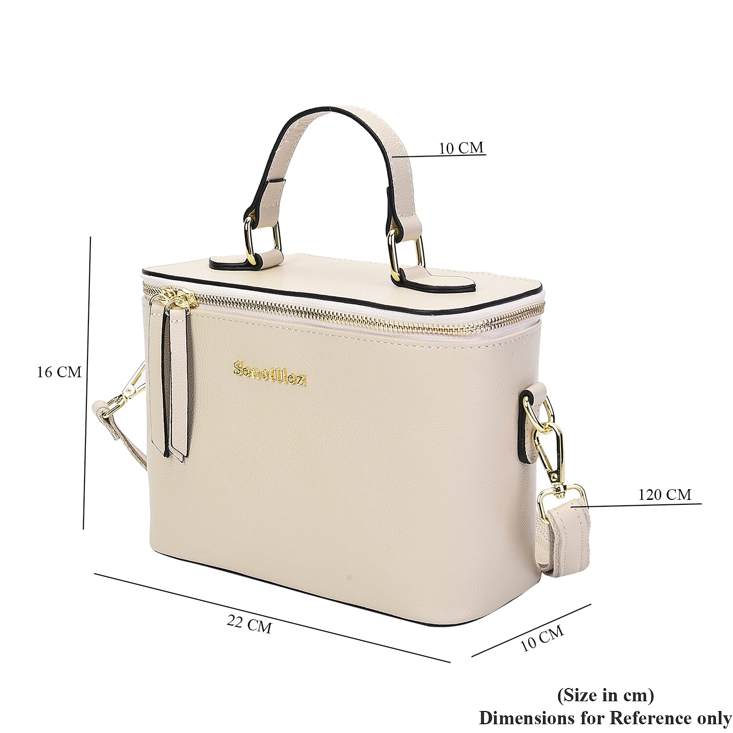 SENCILLEZ 100% Genuine Leather Convertible Bag with Detachable Strap and Zipper Closure (Size 22x10x16cm) - Blue