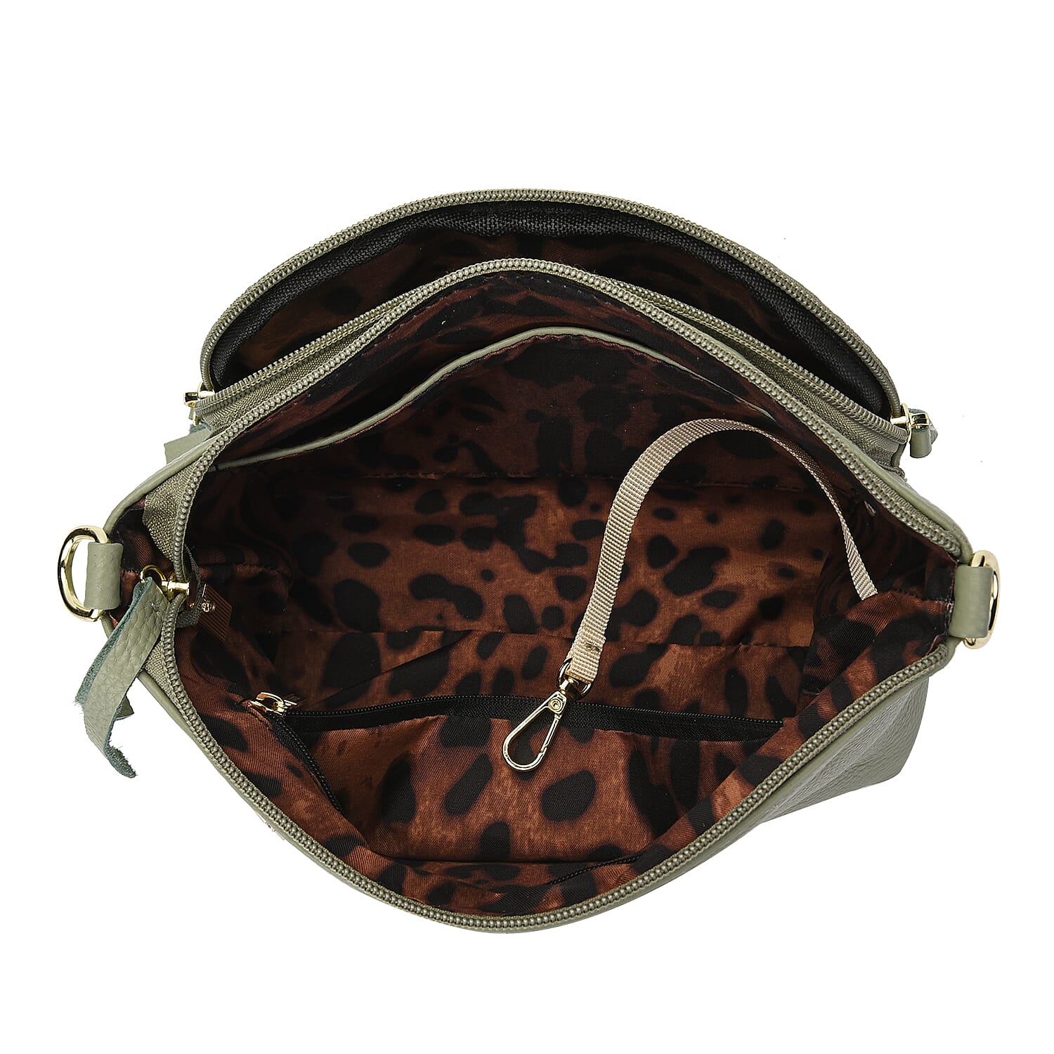 SENCILLEZ 100% Genuine Leather Crossbody Bag with Detachable Strap and Zipper Closure (Size 24x8x18cm) - Mint Green