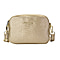 SENCILLEZ Genuine Leather Snakeskin Pattern Crossbody Bag with Detachable Strap - Gold
