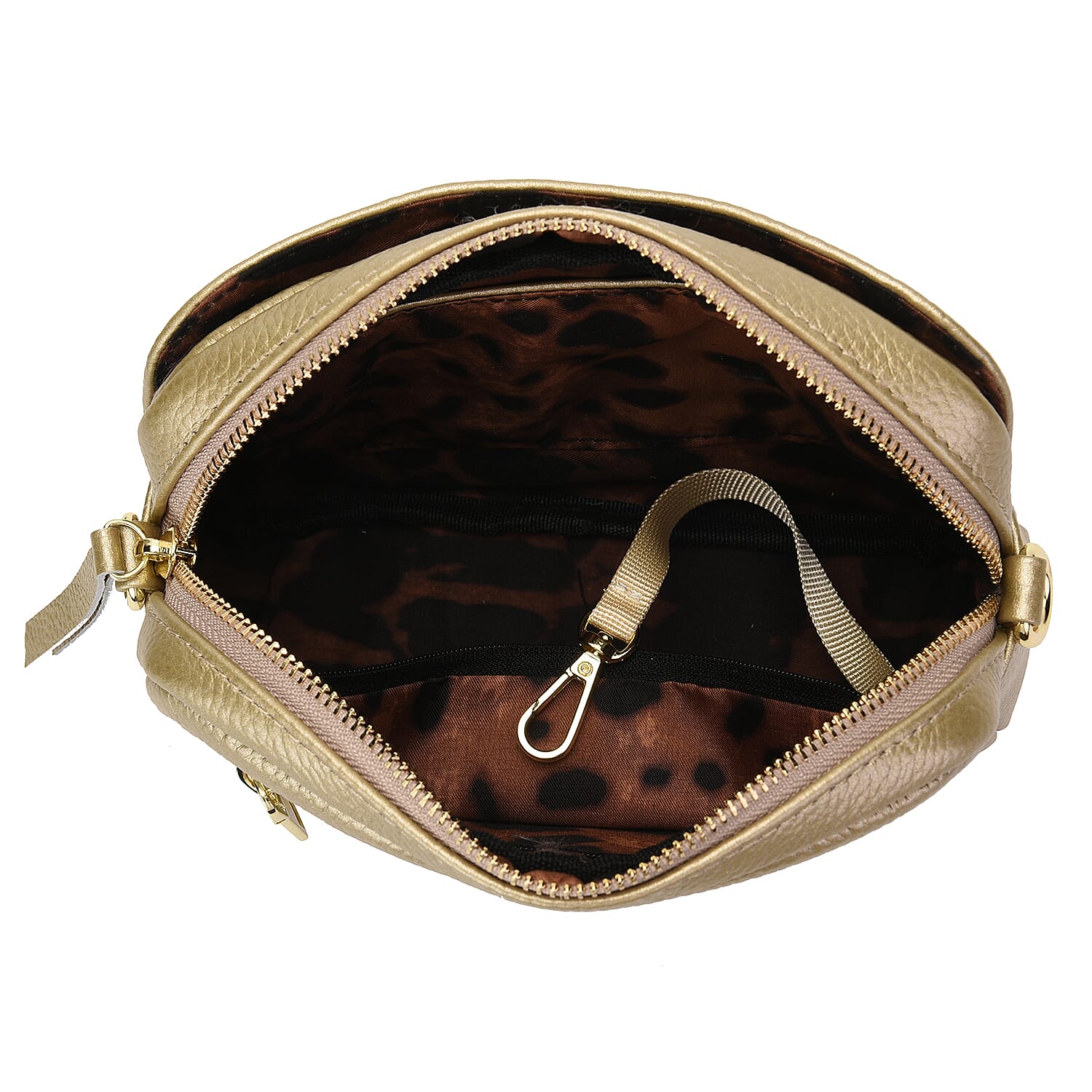 SENCILLEZ Genuine Leather Snakeskin Pattern Crossbody Bag with Detachable Strap and Zipper Closure - Green