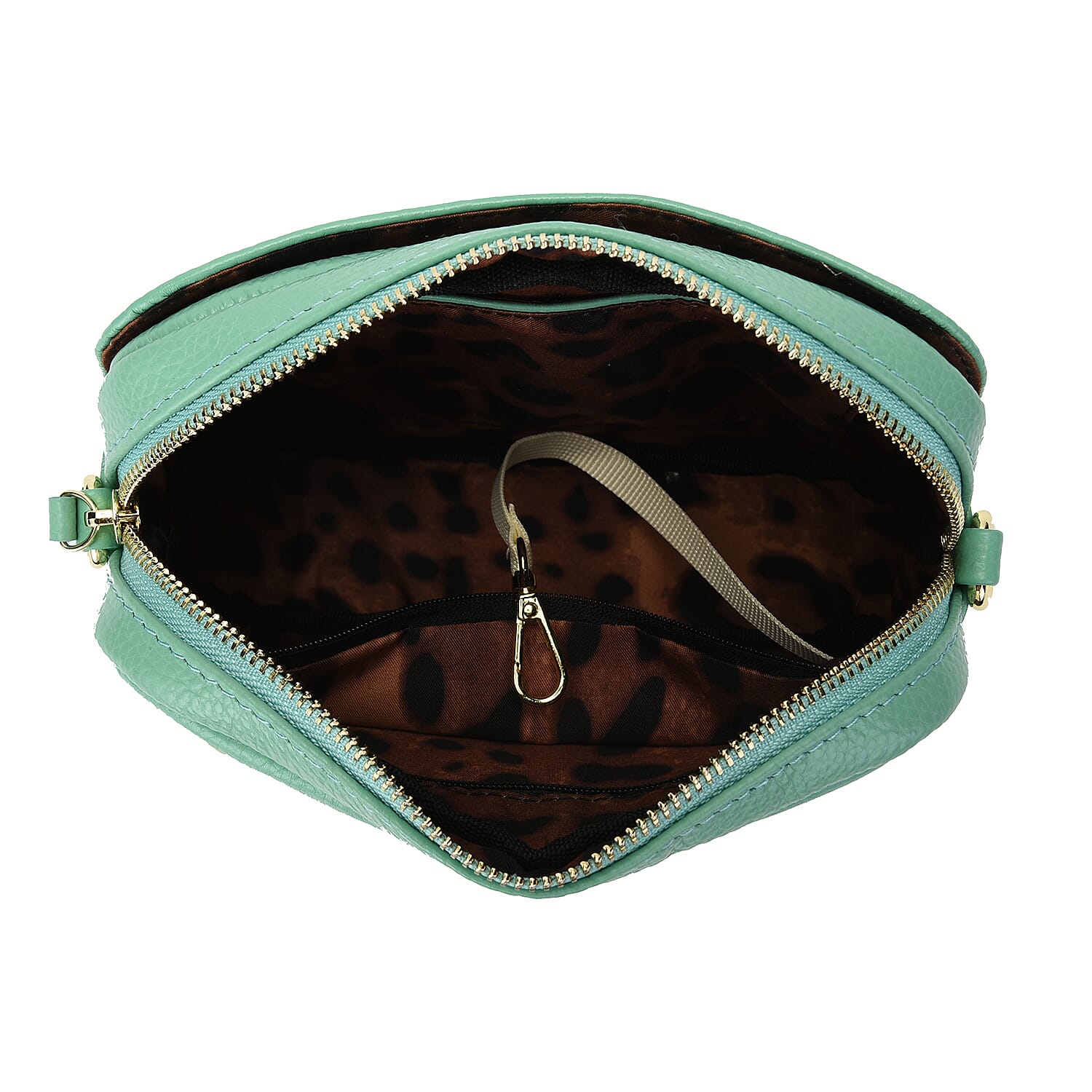 SENCILLEZ 100% Genuine Leather Snakeskin Pattern Crossbody Bag with Detachable Strap and Zipper Closure - Green