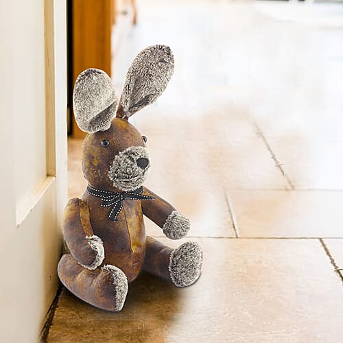 Lesser & Pavey Faux Leather Rabbit Doorstop in Brown (30 X 20 CM)