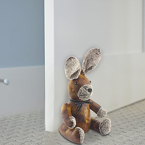 Lesser & Pavey Faux Leather Rabbit Doorstop in Brown (30 X 20 CM)