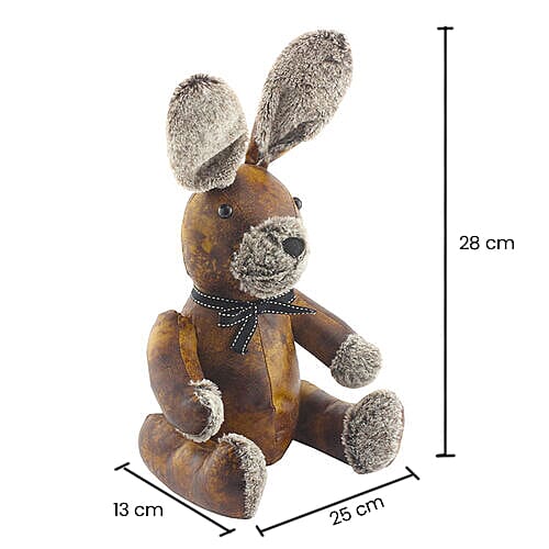 Lesser & Pavey Faux Leather Rabbit Doorstop in Brown (30 X 20 CM)