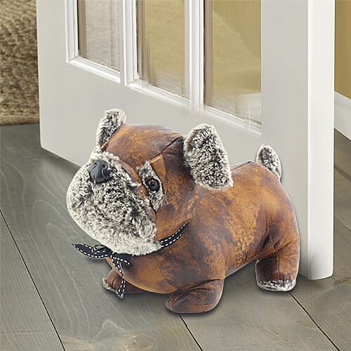 Lesser & Pavey Faux Leather Pug Doorstop in Brown (28X22X16 CM)