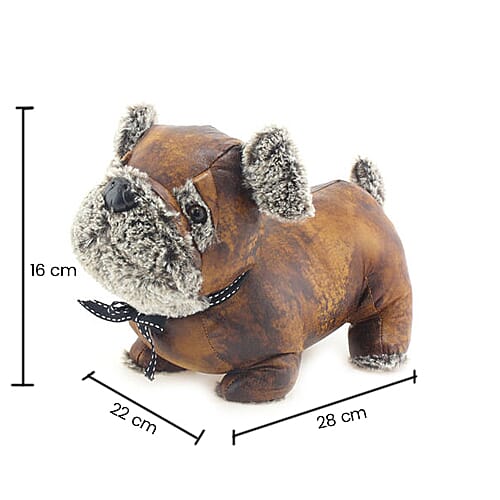 Lesser & Pavey Faux Leather Pug Doorstop in Brown (28X22X16 CM)