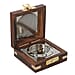 Handcrafted Wooden Box With Built in Silvertone Compass (Size 8.3X8.3X3.5 Cm) - Brown