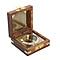 Handcrafted Wooden Box With Built in Goldentone Compass (Size 7.6x7.6x3.8 Cm) - Brown