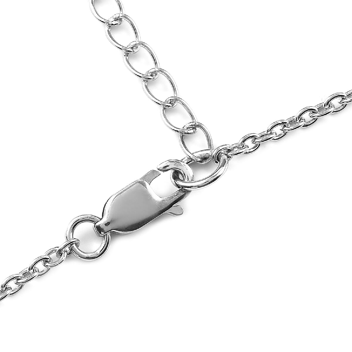 Polki Diamond Station Necklace (Size 18 with 2 Extender) in Platinum Overlay Sterling Silver 1.00 Ct.
