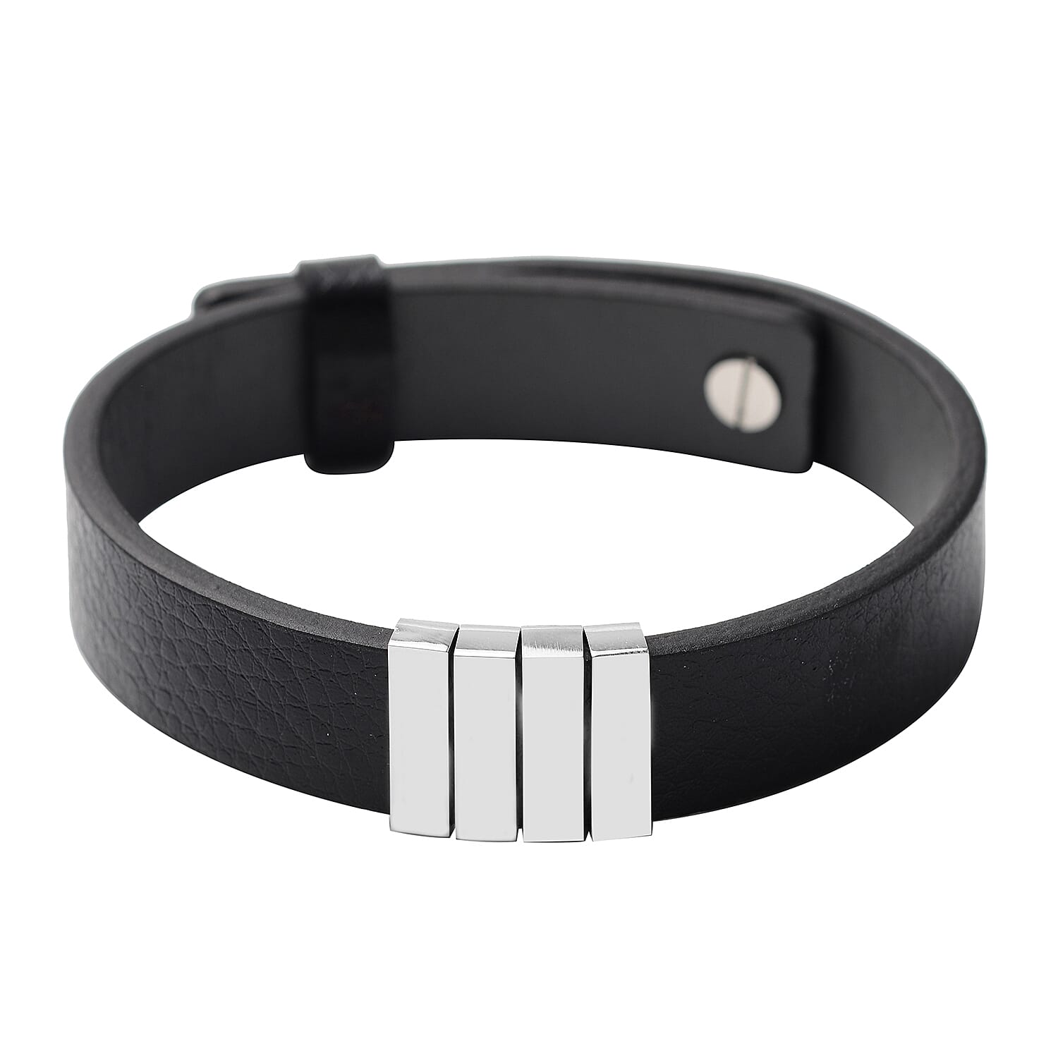 Genuine Leather Bracelet (Size 7 to 10 inch) in Stainless Steel