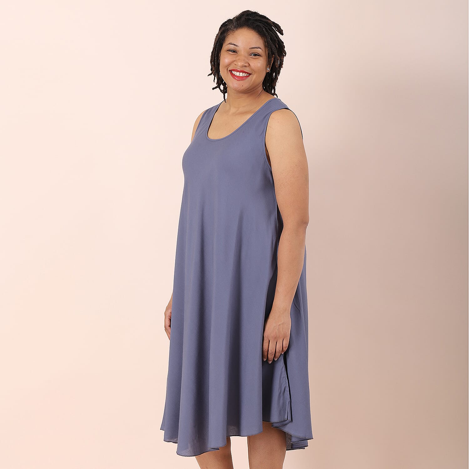 Jovie Solid Colour Viscose Sleeveless Dress in Grey (Size up to 20)