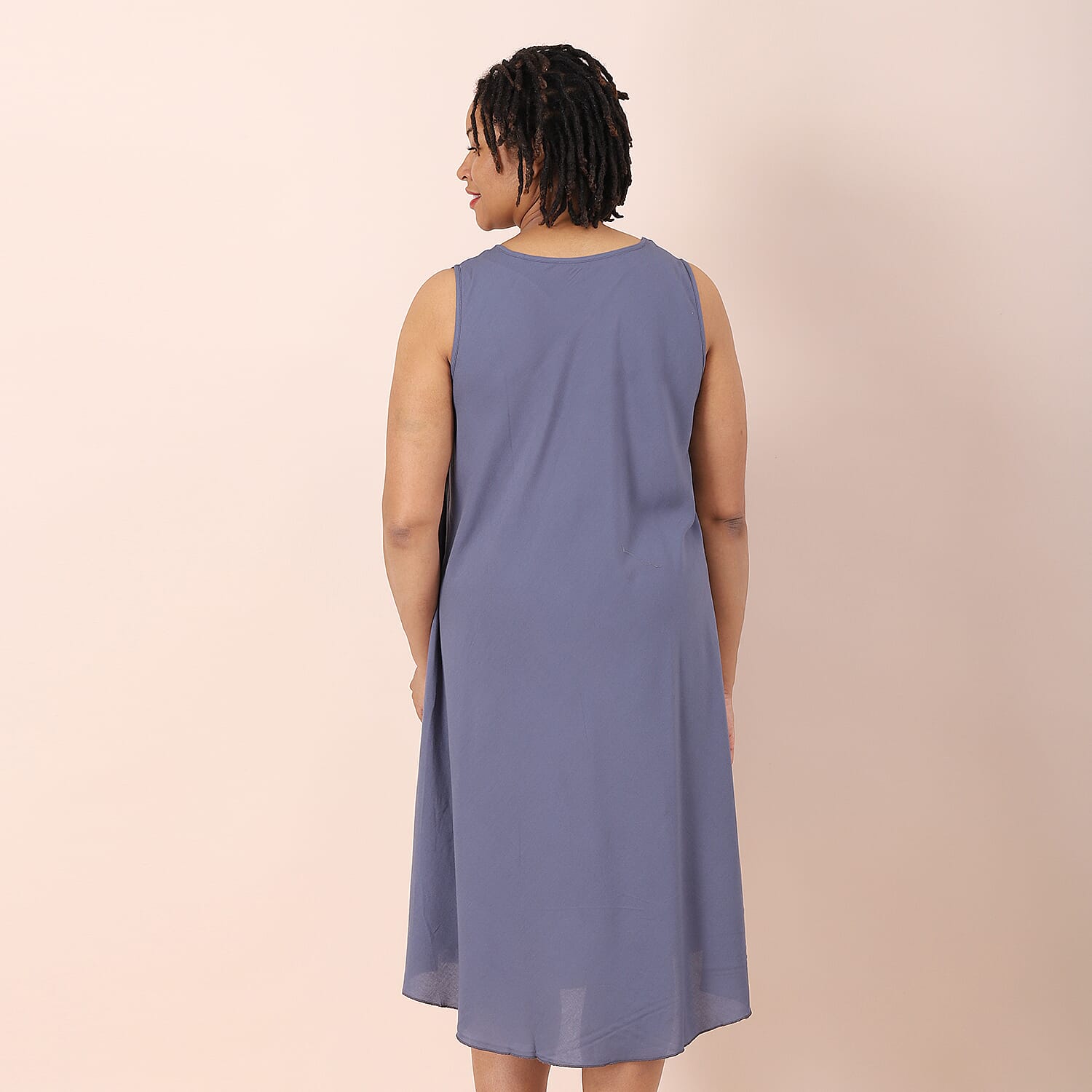 Jovie Solid Colour Viscose Sleeveless Dress in Grey (Size up to 20)