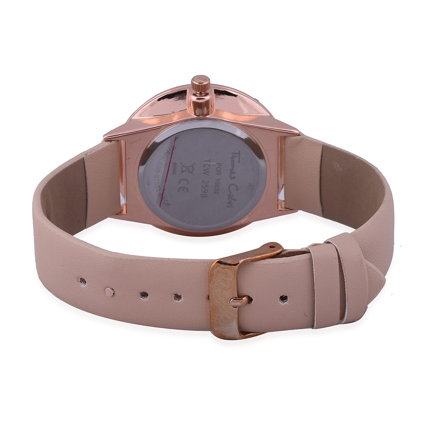 Thomas Calvi Ladies Watch with Gold Tone Case and Nude Colour Strap