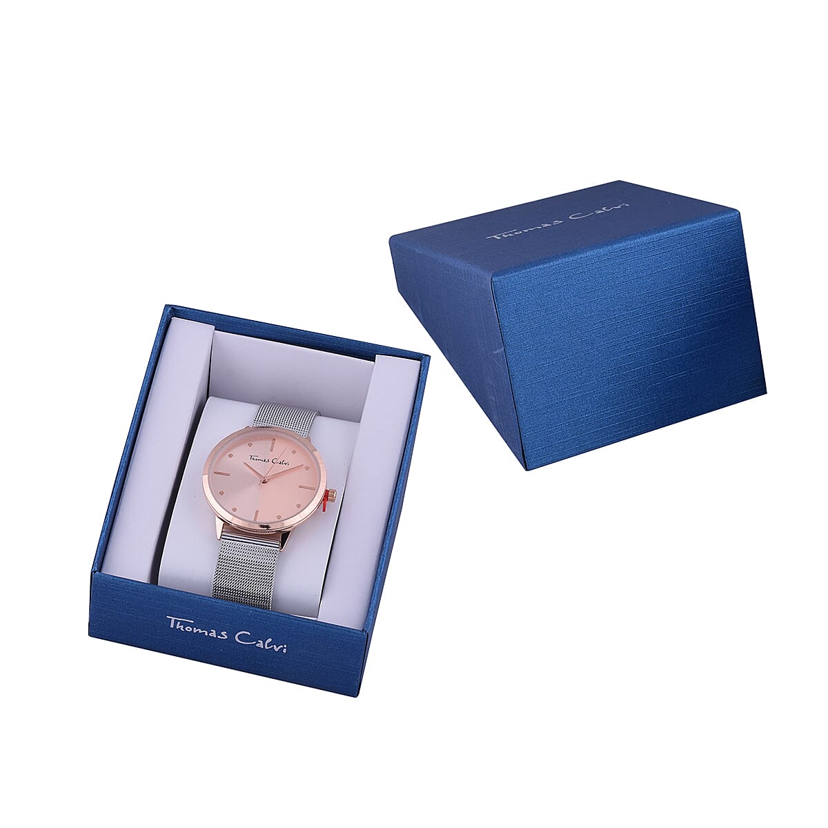 Thomas Calvi Ladies Bracelet Watch with Rose Gold Tone Case and Mesh Style Strap in Stainless Steel