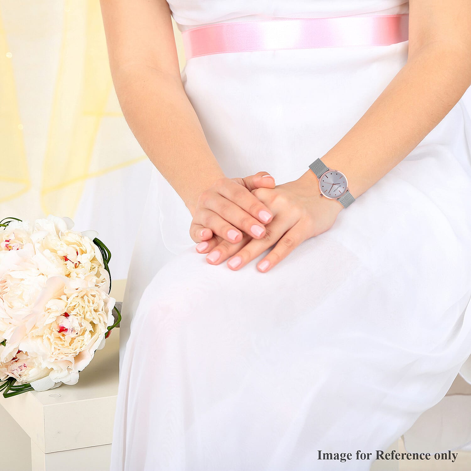 Thomas Calvi Ladies Bracelet Watch with Gold Tone Case and Mesh Style Strap in Stainless Steel - Strap up to 9in