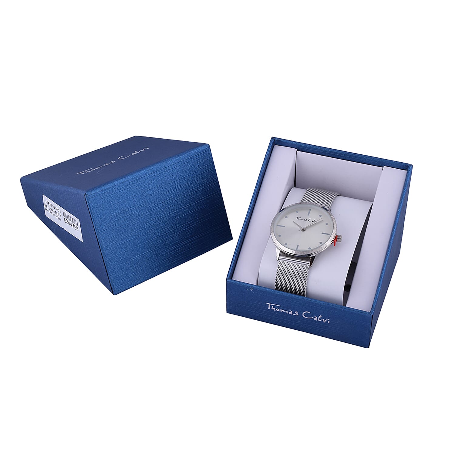 Thomas Calvi Ladies Bracelet Watch with Silver Tone Case and Mesh Style Strap in Stainless Steel  Strap up to 9in