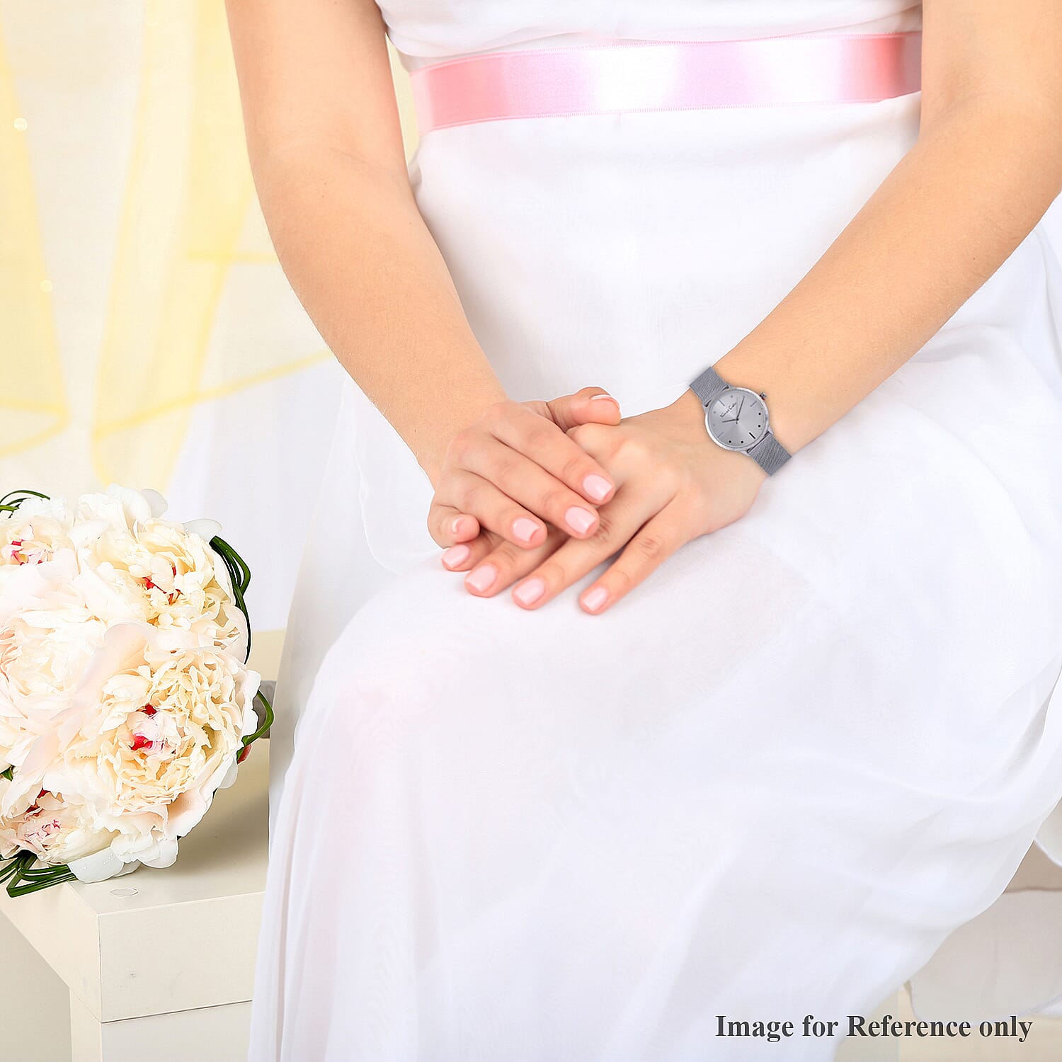 Thomas Calvi Ladies Bracelet Watch with Silver Tone Case and Mesh Style Strap in Stainless Steel  Strap up to 9in