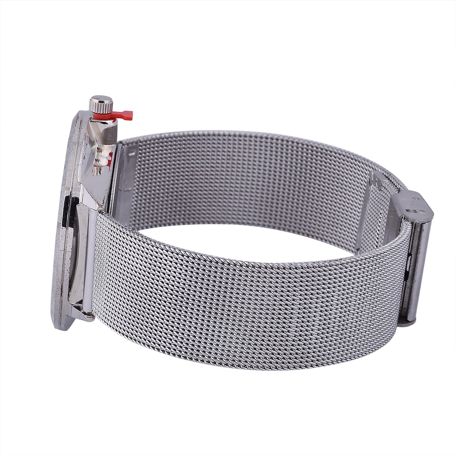 Thomas Calvi Ladies Bracelet Watch with Silver Tone Case and Mesh Style Strap in Stainless Steel  Strap up to 9in