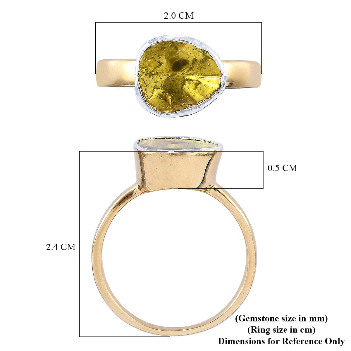 Yellow Polki Diamond Handcrafted Ring in Platinum Overlay Sterling Silver 0.50 Ct